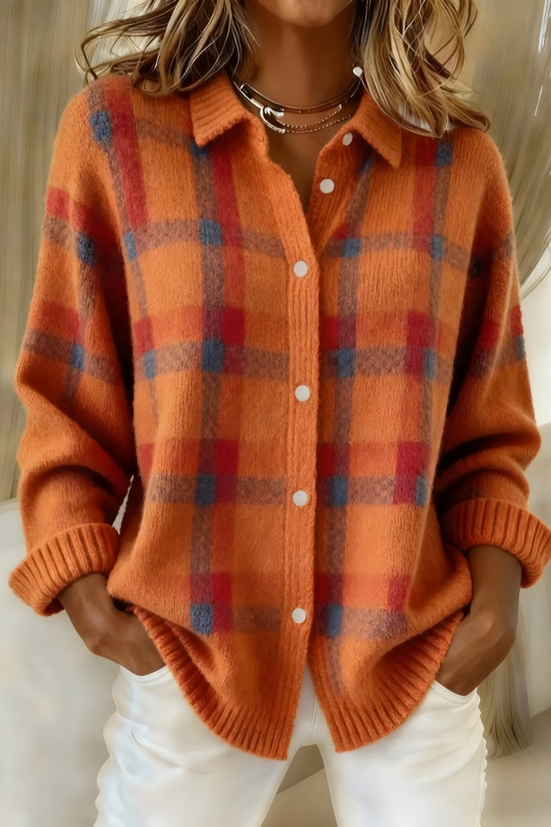 Rosa™ | Cardigan Cuadros Tejido