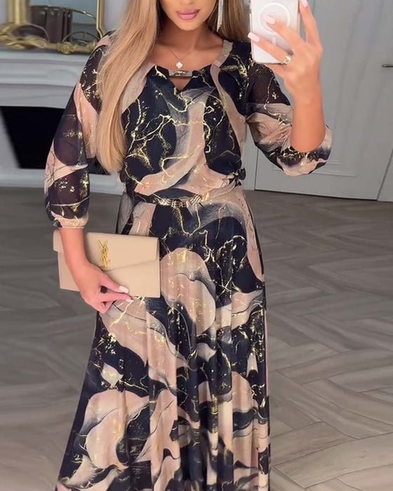 Noa™ | Vestido Maxi Fluido Estampado