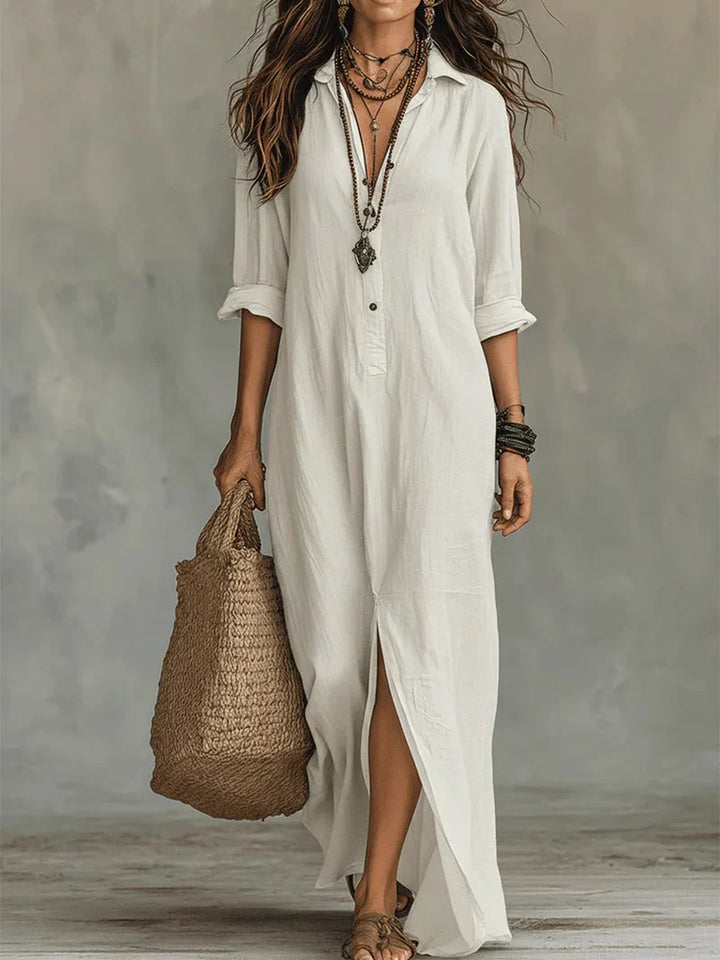 Isabel™ | Vestido Maxi Fluido Botones