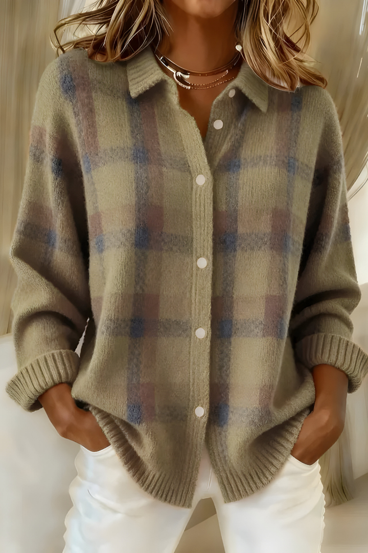 Rosa™ | Cardigan Cuadros Tejido