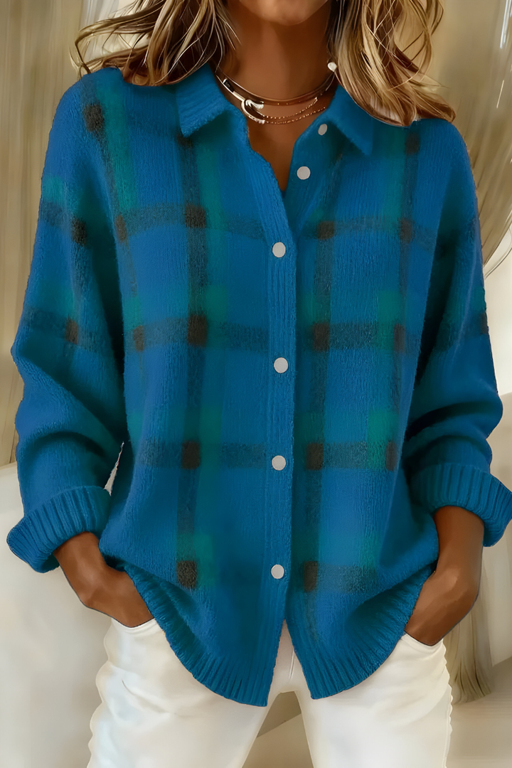 Rosa™ | Cardigan Cuadros Tejido