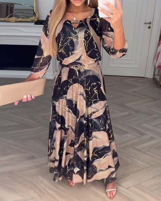 Noa™ | Vestido Maxi Fluido Estampado