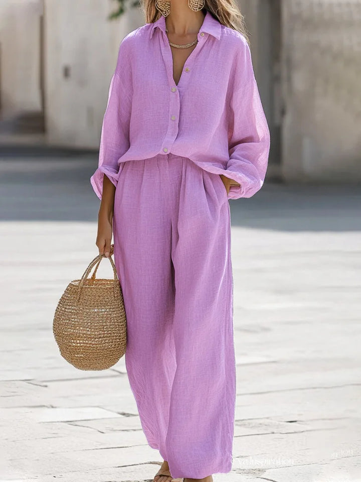 Isabel™ | Conjunto camisa y pantalón fluido