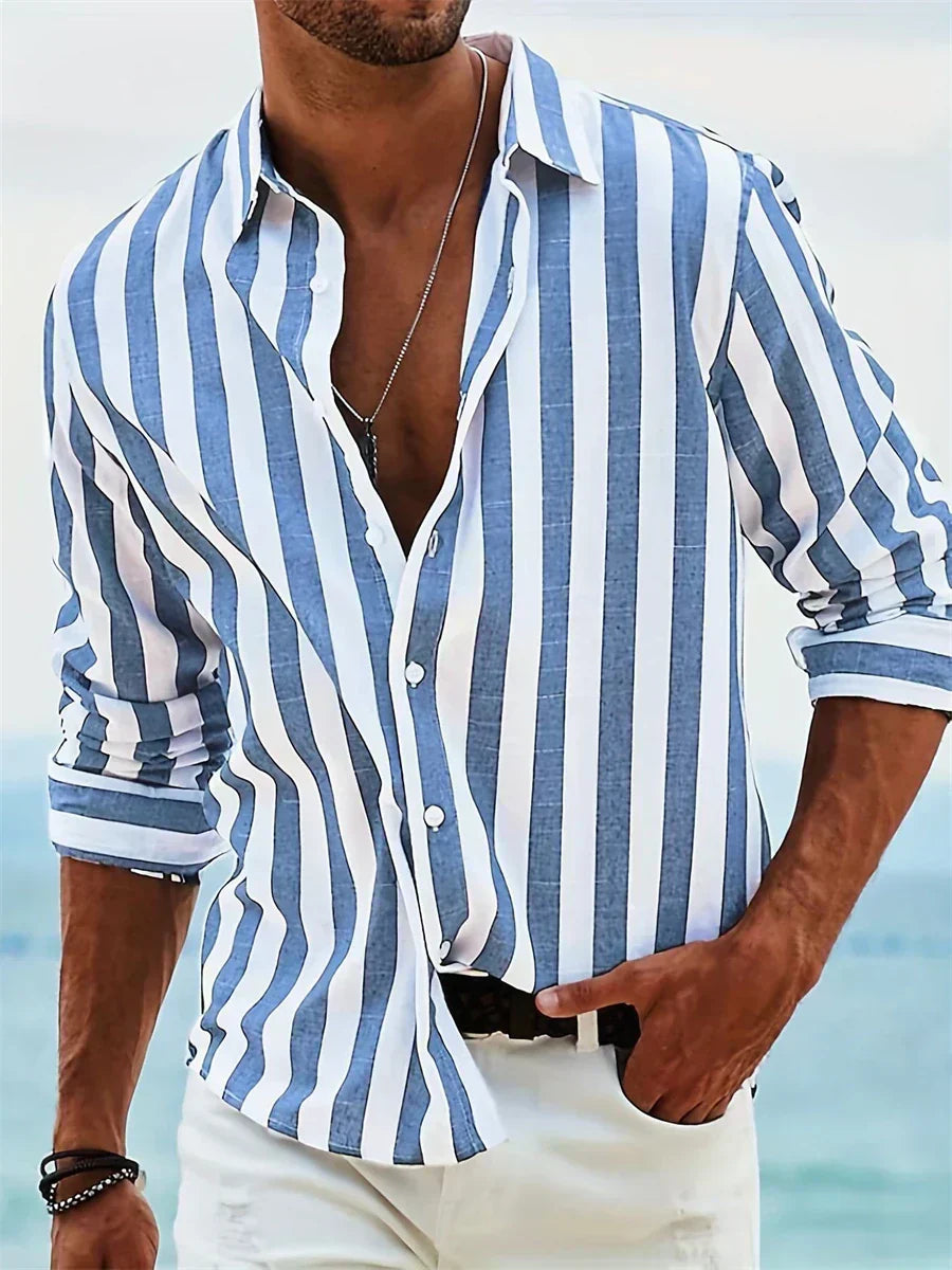 Tomás™ | Camisa de Lino Rayada