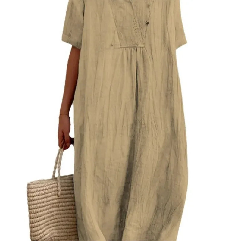 Victoria™ | Vestido lino escote pico