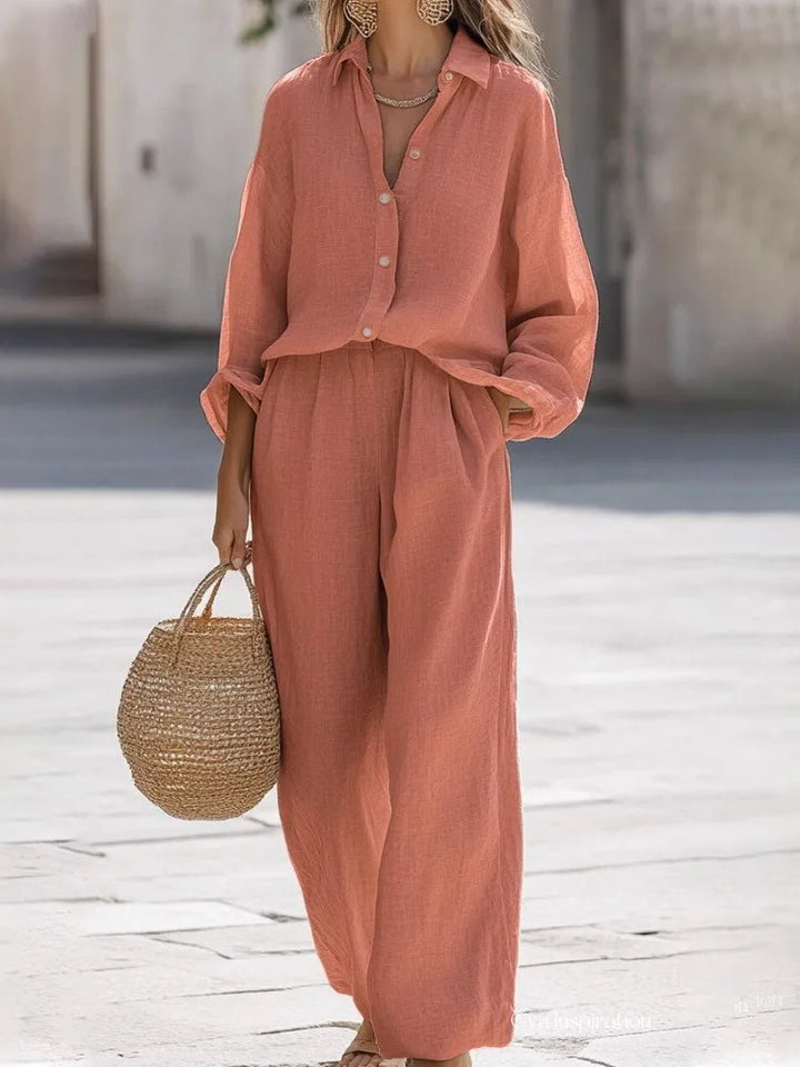 Isabel™ | Conjunto camisa y pantalón fluido