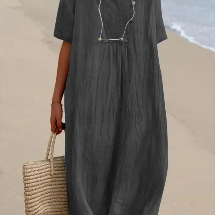 Victoria™ | Vestido lino escote pico