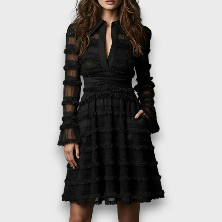 Cristina™ | Vestido Midi Flecos Transparentes