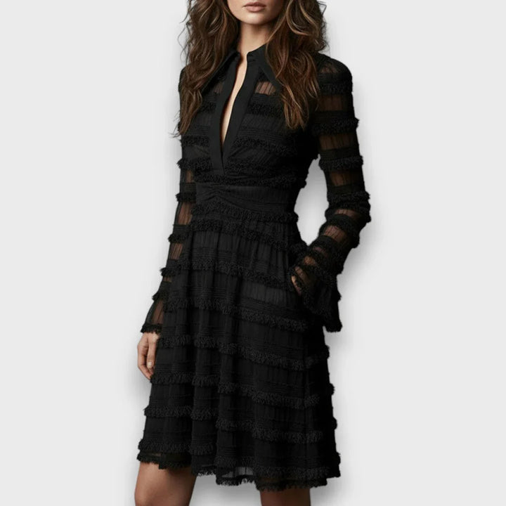 Cristina™ | Vestido Midi Flecos Transparentes