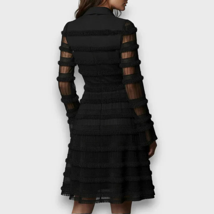 Cristina™ | Vestido Midi Flecos Transparentes