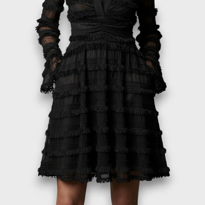 Cristina™ | Vestido Midi Flecos Transparentes