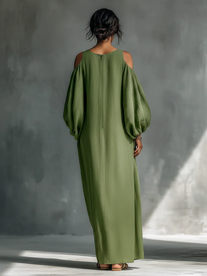 Alma™ | Vestido Maxi Fluido Hombros Aire