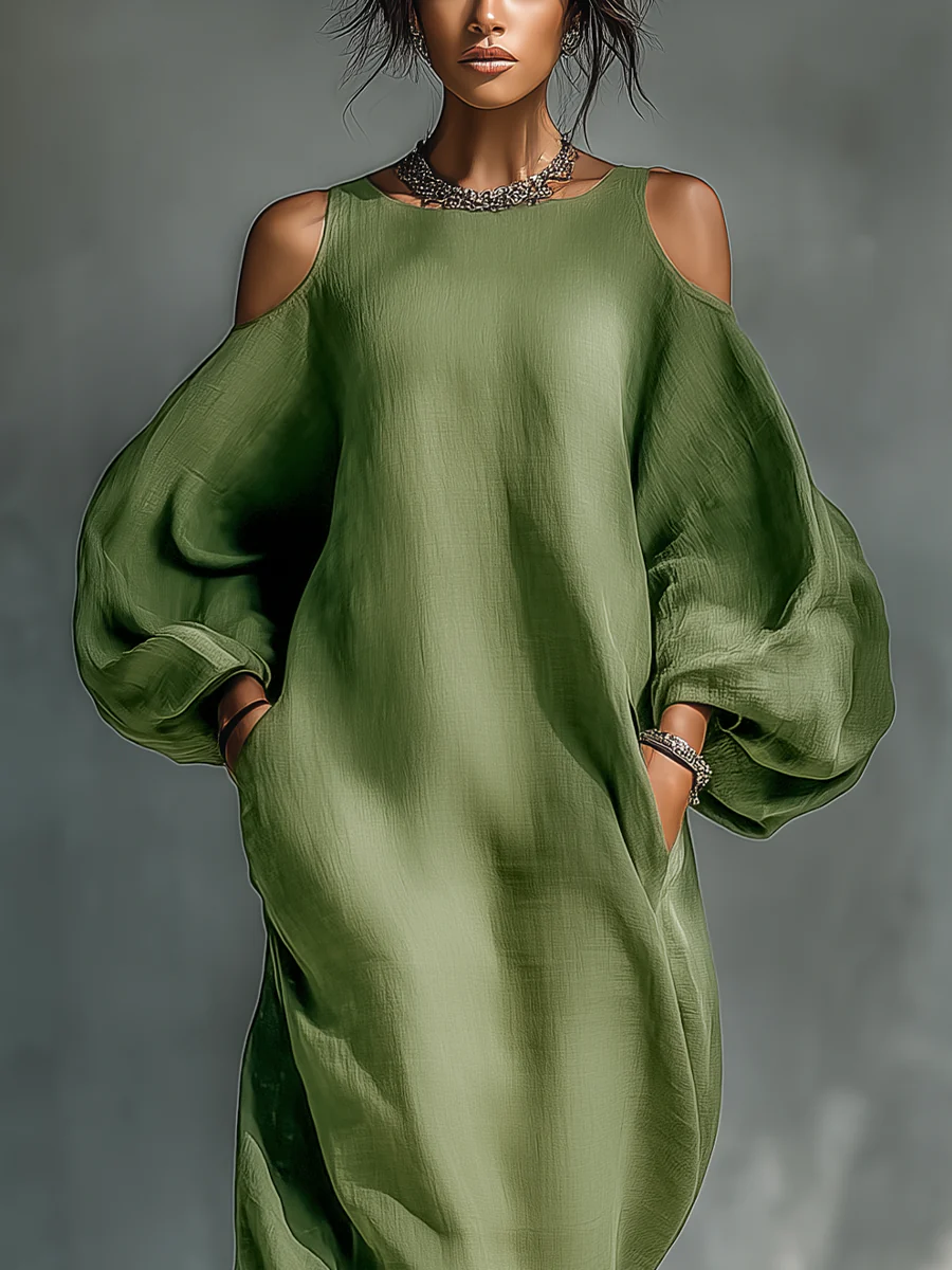 Alma™ | Vestido Maxi Fluido Hombros Aire