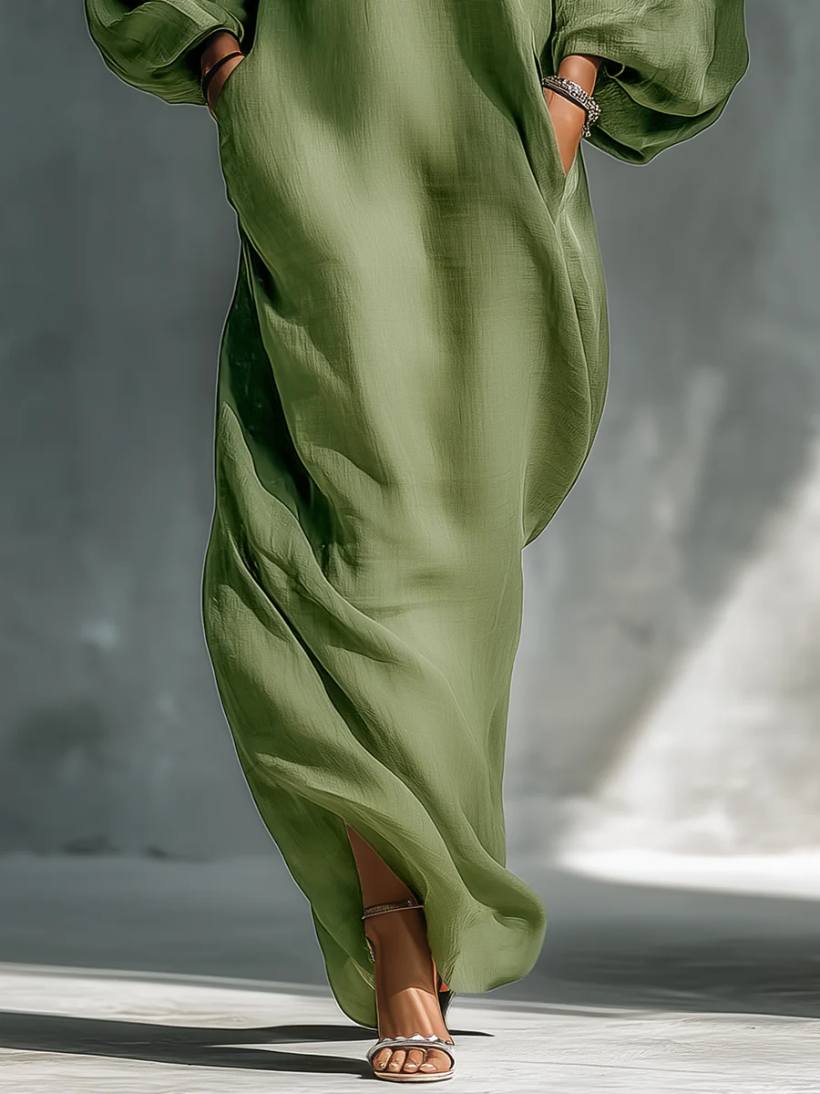 Alma™ | Vestido Maxi Fluido Hombros Aire