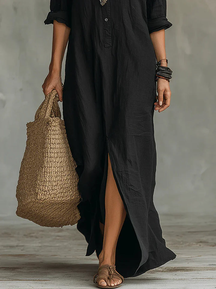 Isabel™ | Vestido Maxi Fluido Botones