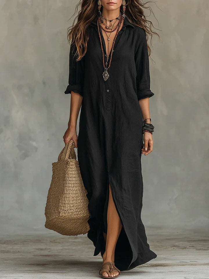 Isabel™ | Vestido Maxi Fluido Botones