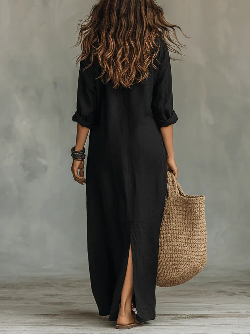 Isabel™ | Vestido Maxi Fluido Botones