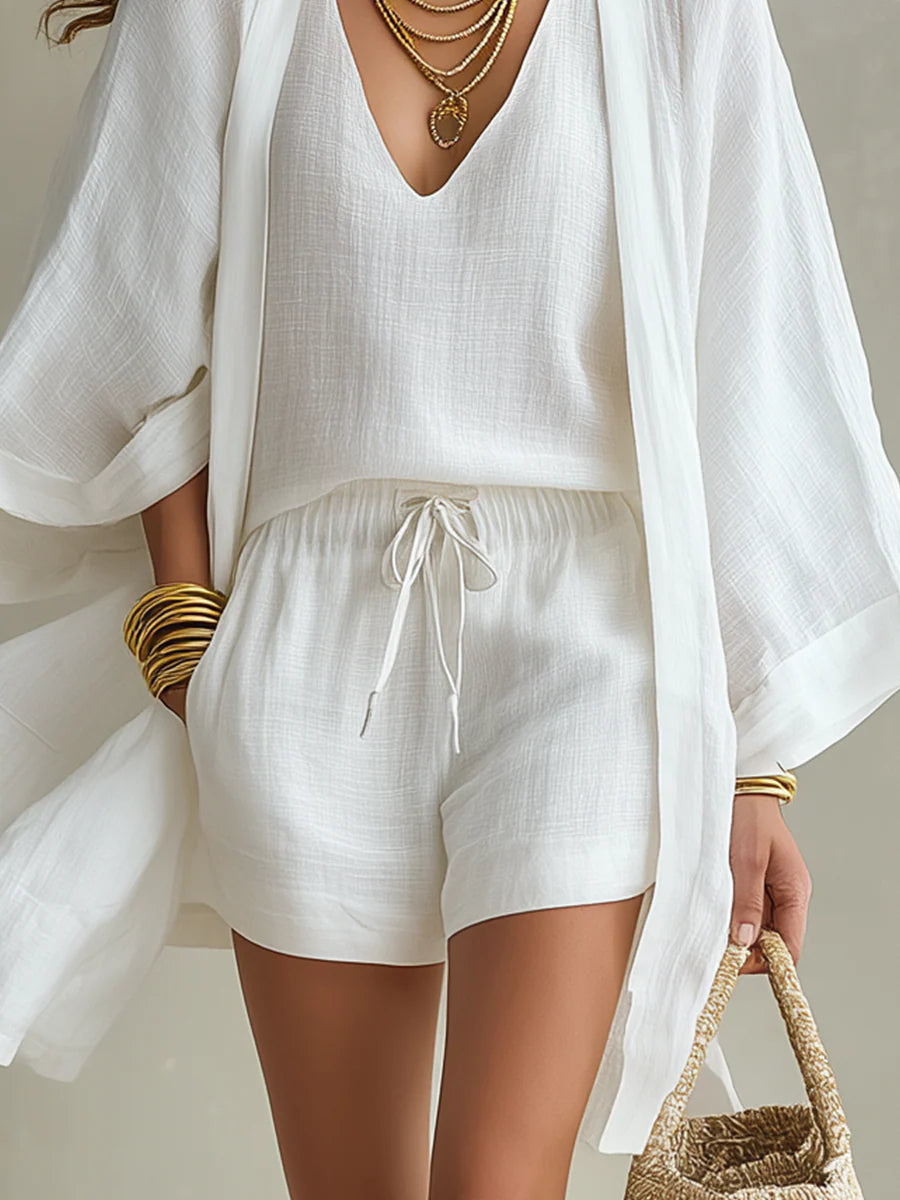 Laia™ | Cardigan y shorts fluido