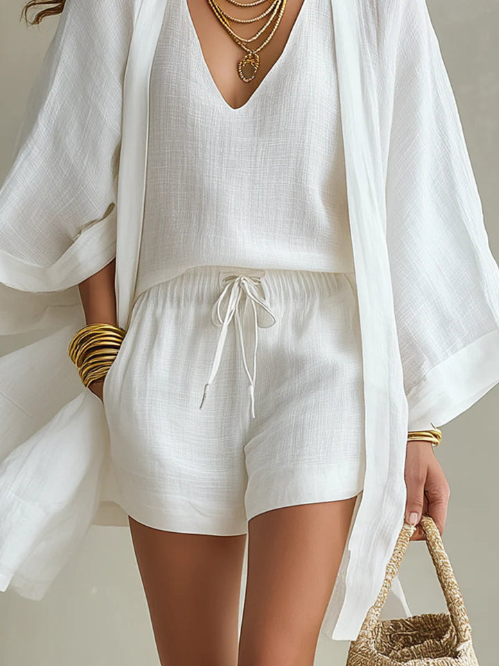 Laia™ | Cardigan y shorts fluido