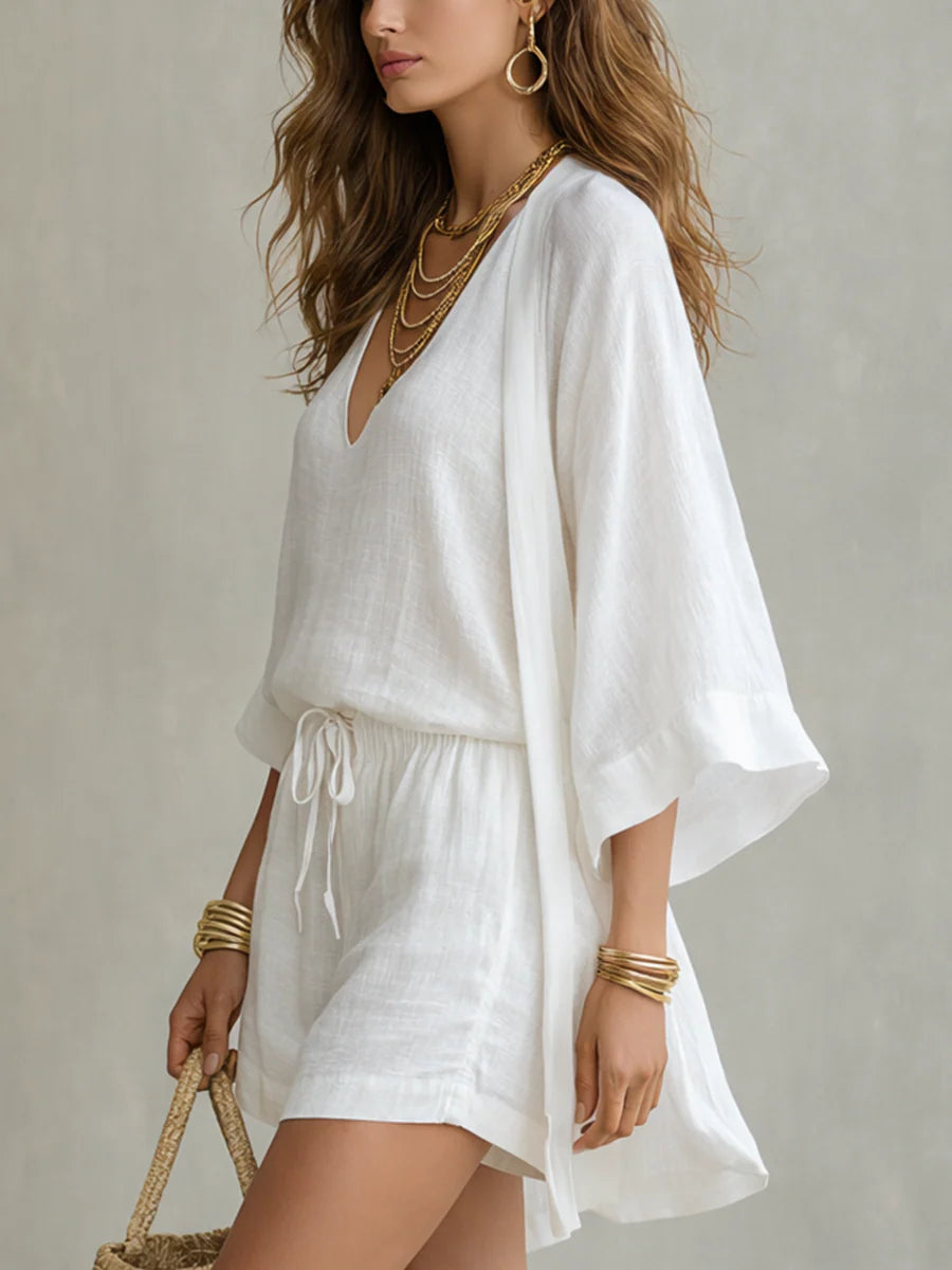 Laia™ | Cardigan y shorts fluido