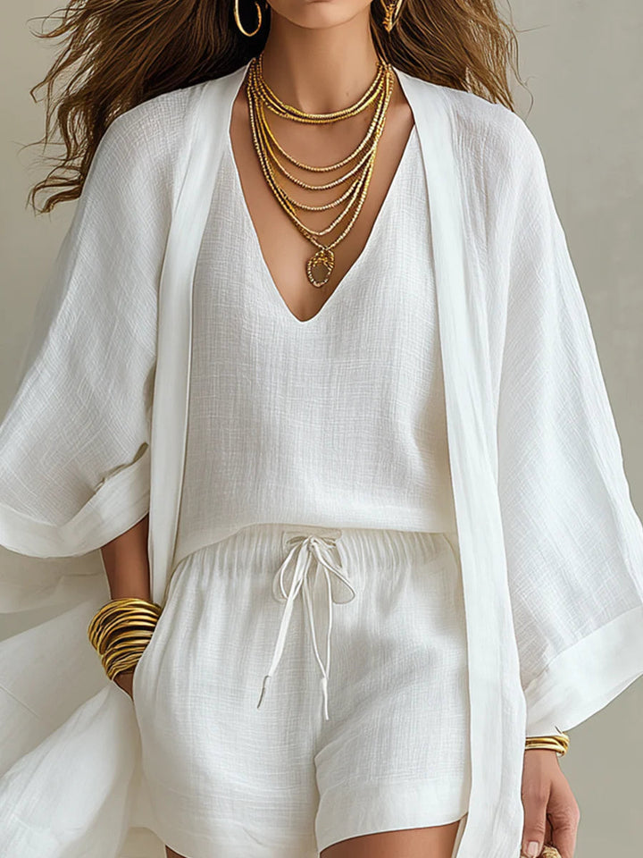 Laia™ | Cardigan y shorts fluido