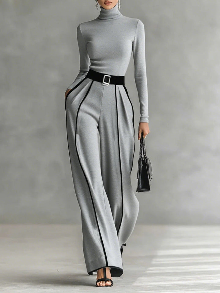 Celia™ | Conjunto cuello alto pernera ancha