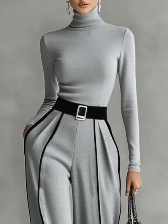Celia™ | Conjunto cuello alto pernera ancha