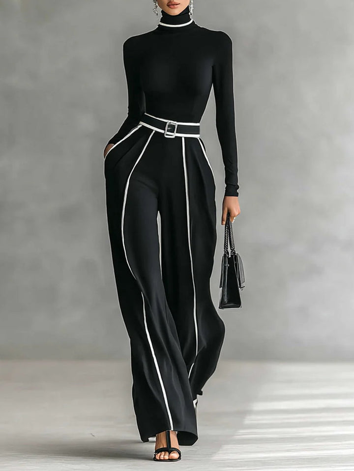 Celia™ | Conjunto cuello alto pernera ancha
