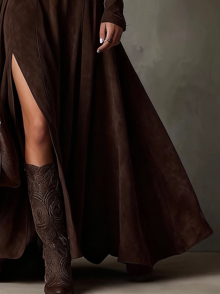 Manuela™ | Vestido Ante con Abertura