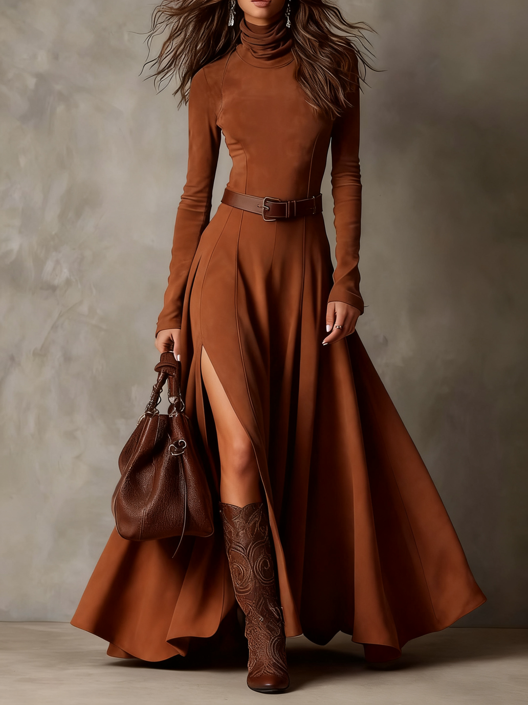 Manuela™ | Vestido Ante con Abertura