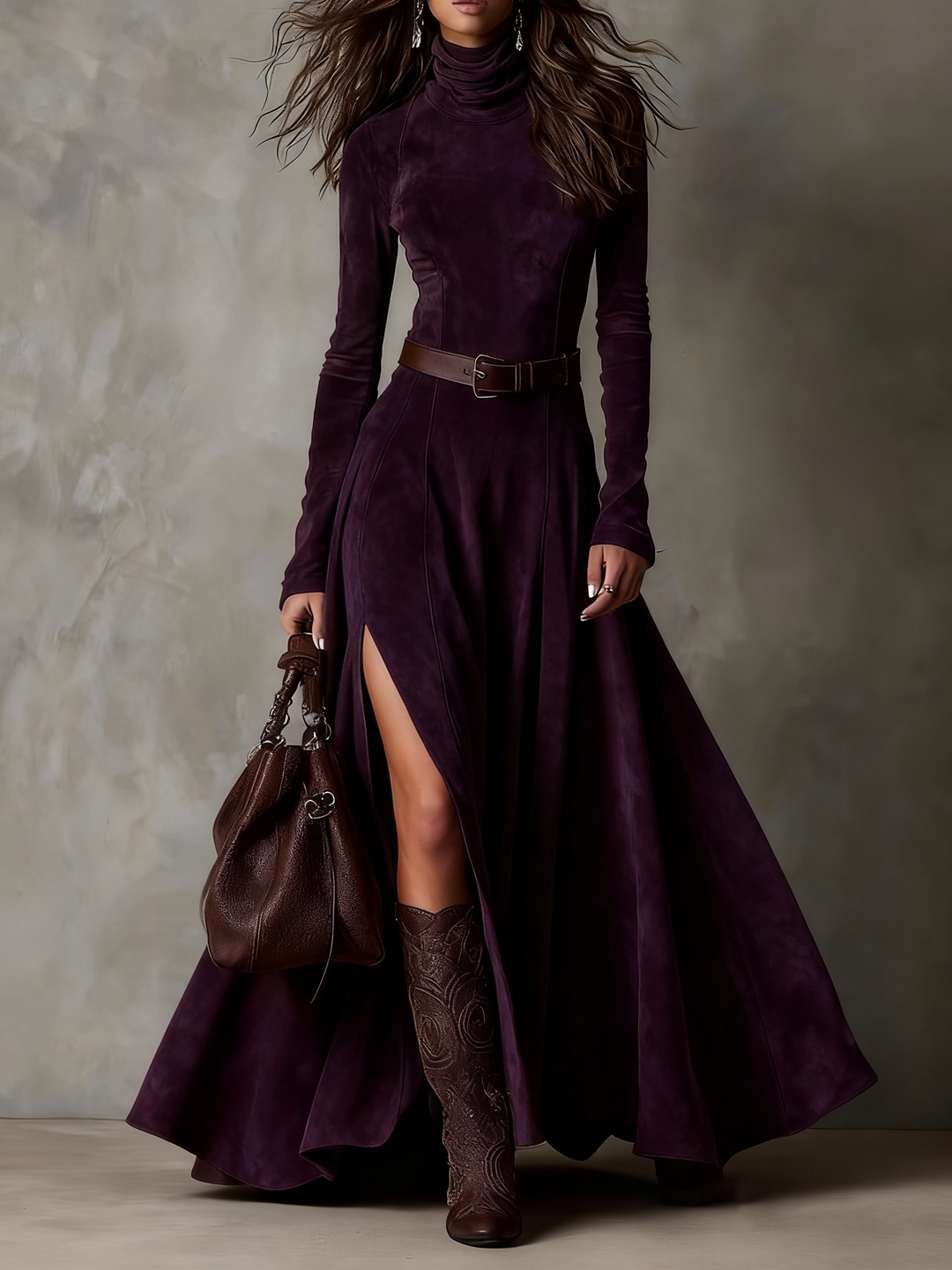 Manuela™ | Vestido Ante con Abertura
