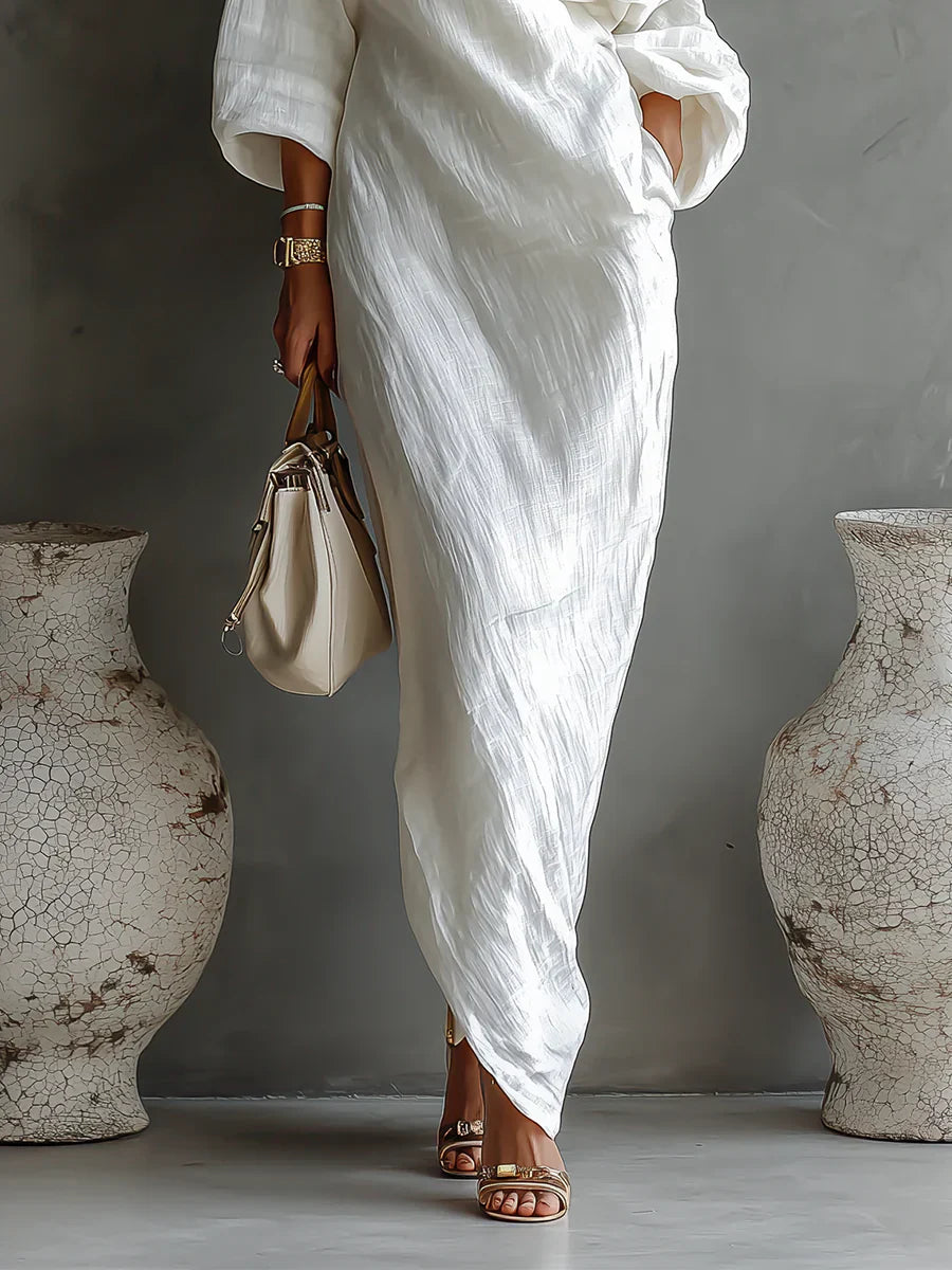 Rocío™ | Vestido maxi asimétrico fluido