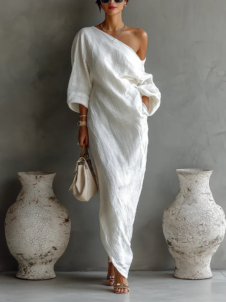 Rocío™ | Vestido maxi asimétrico fluido