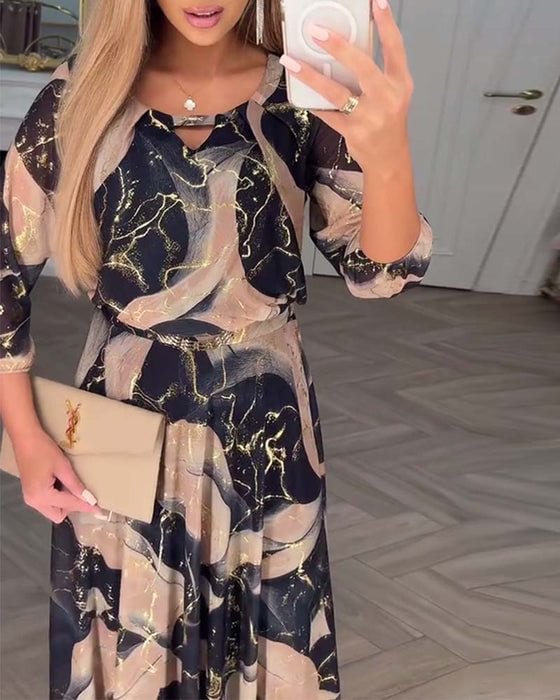 Noa™ | Vestido Maxi Fluido Estampado