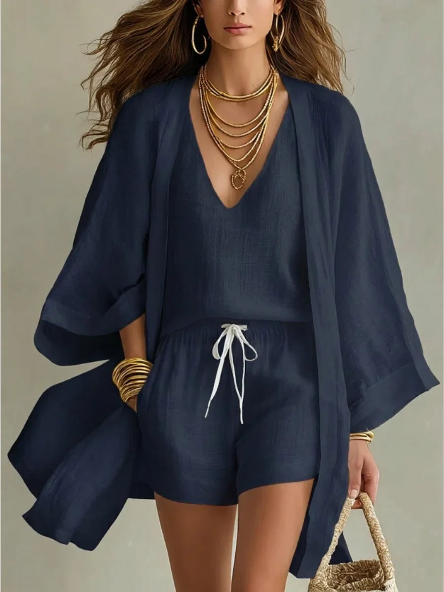 Laia™ | Cardigan y shorts fluido