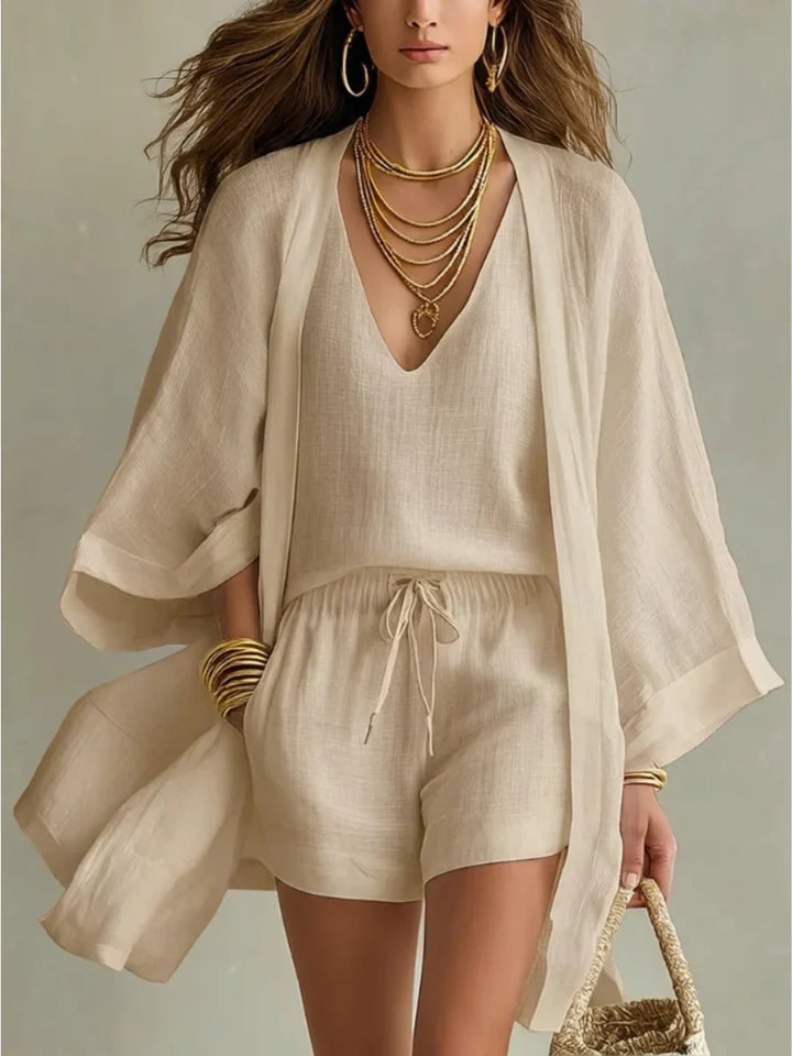 Laia™ | Cardigan y shorts fluido