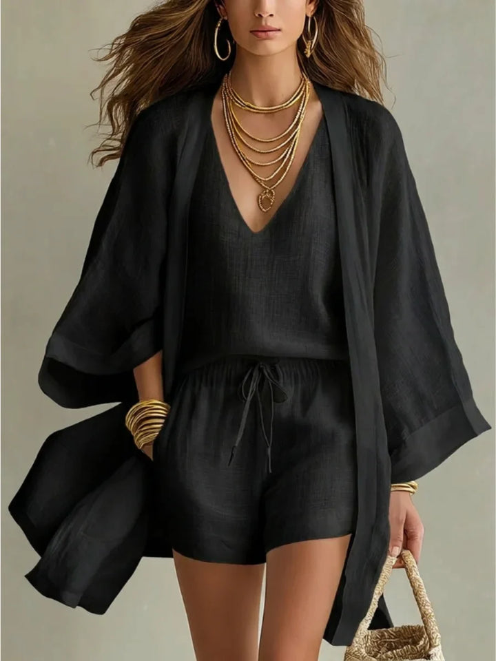 Laia™ | Cardigan y shorts fluido