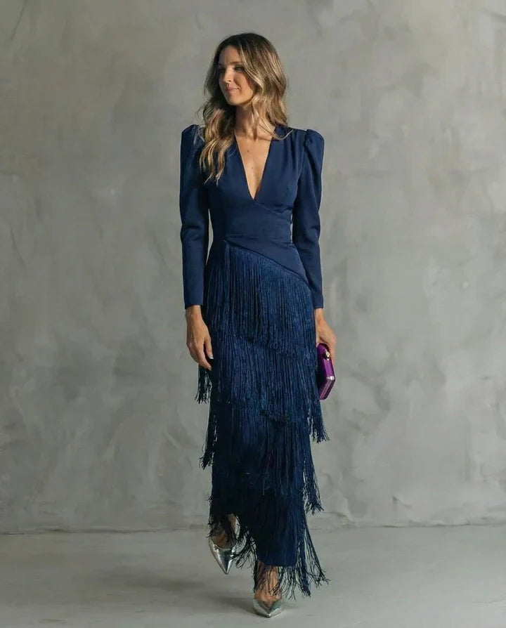 Nuria™ | Vestido midi con flecos