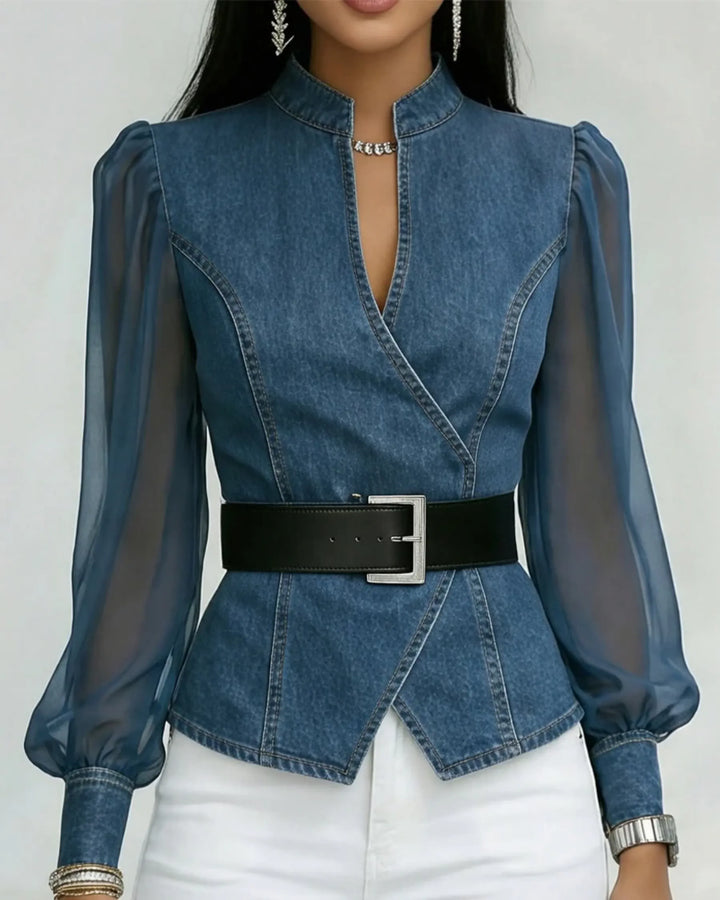 Natalia™ | Top vaquero gasa ligera