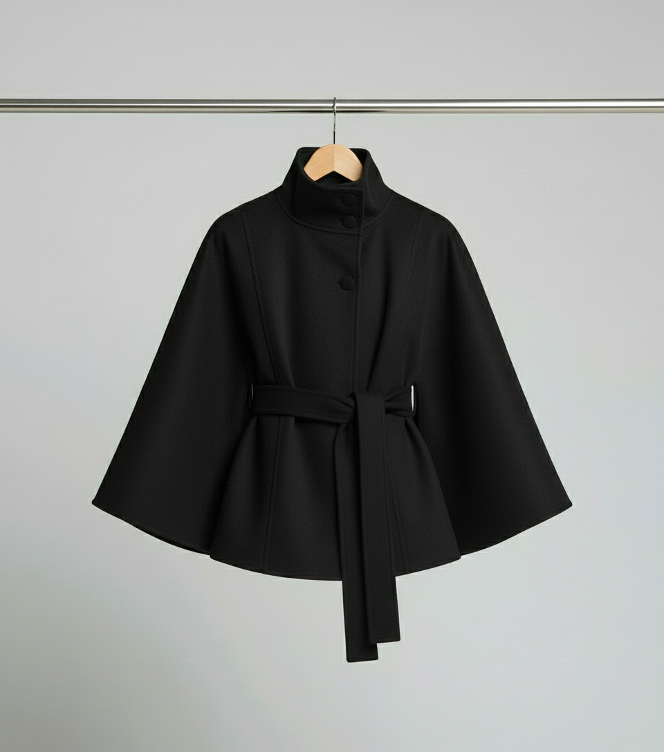 Inés™ | Abrigo cuello alto cinturón