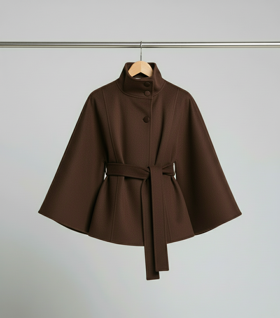 Inés™ | Abrigo cuello alto cinturón
